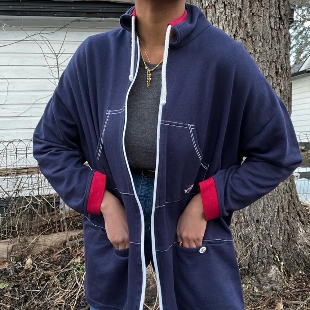 Sea coast drawstring zip up sweater 🐳